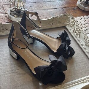 Black Bow Heeled Sandals